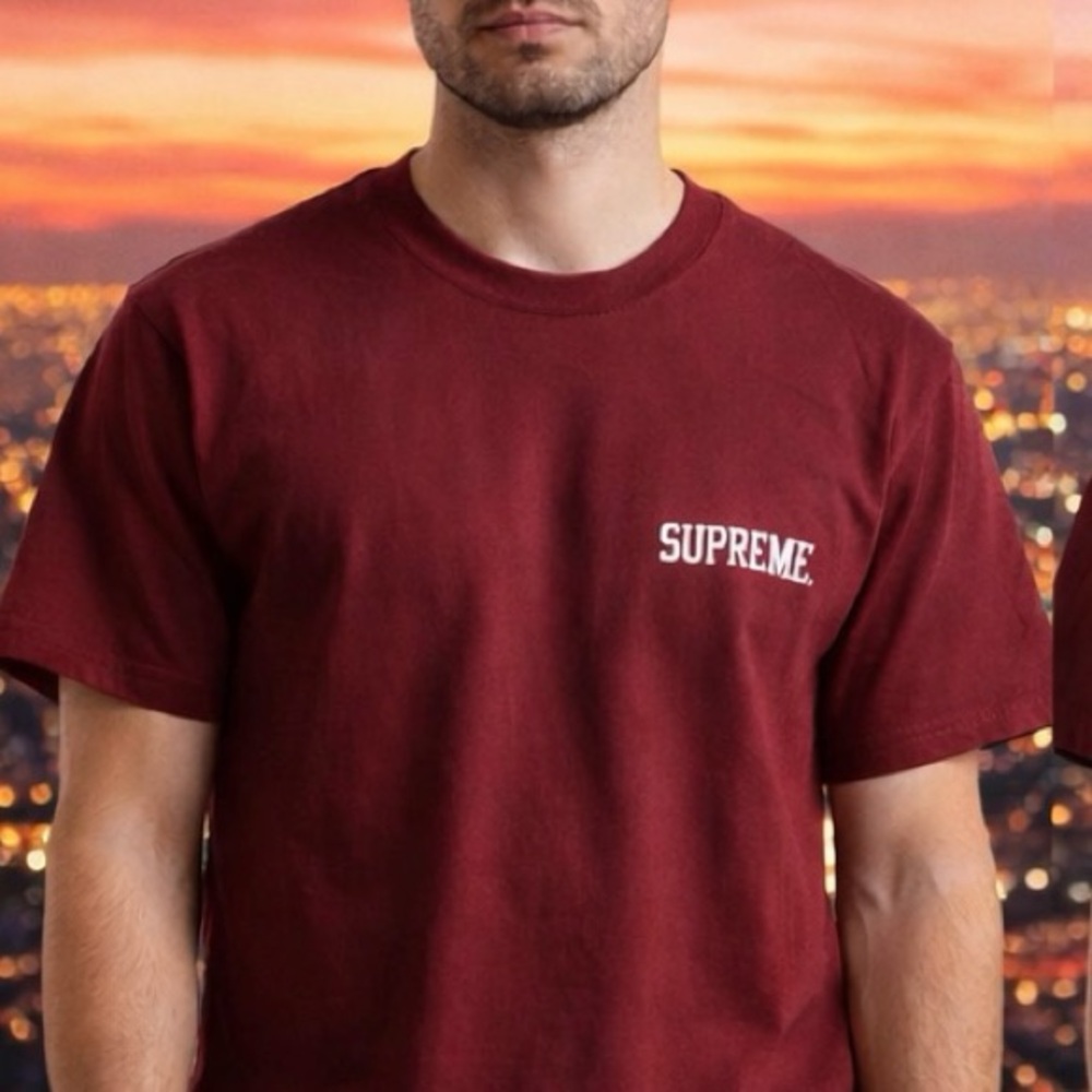 Supreme Burgundy Short Sleeve Tee